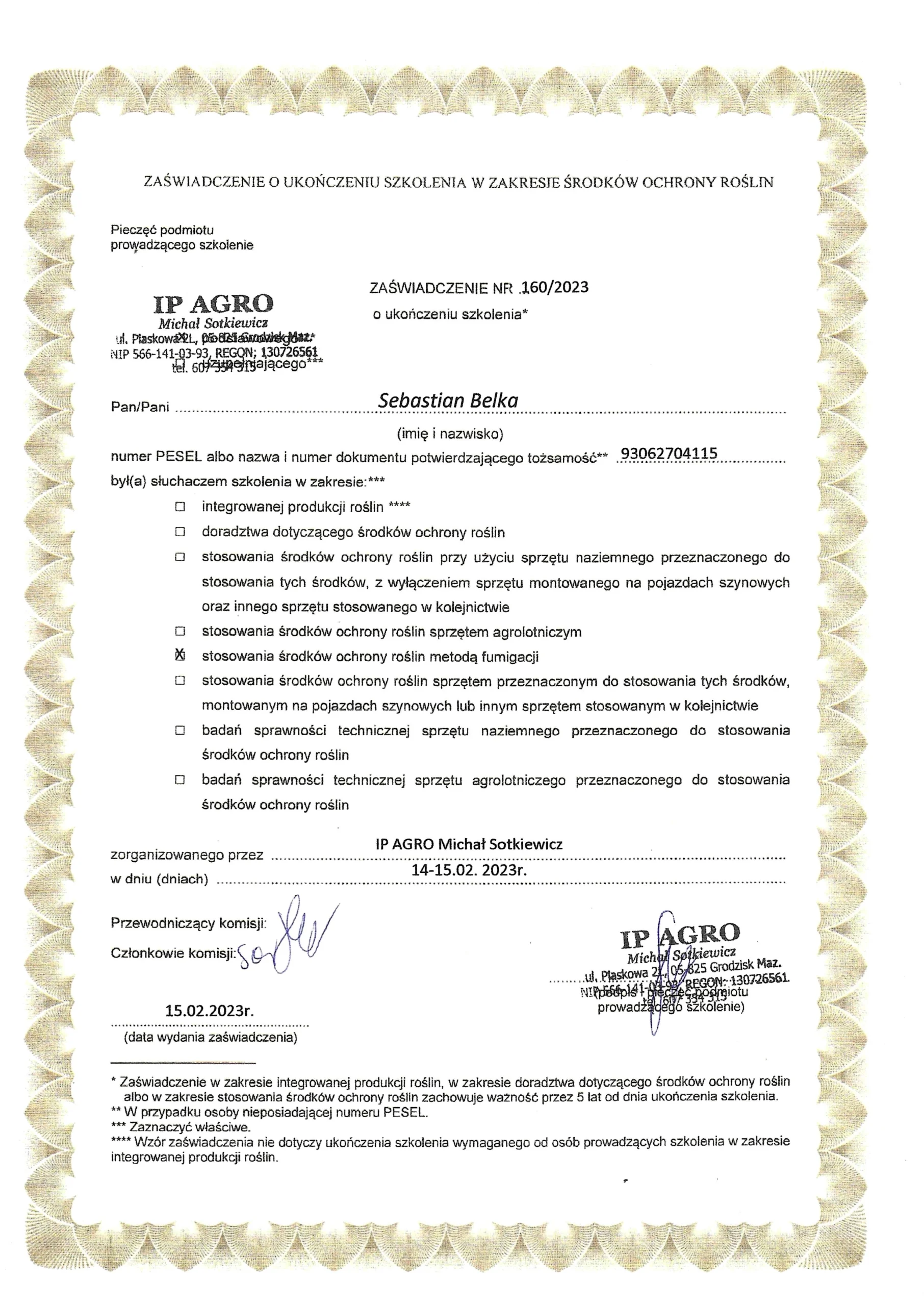 Szkolenie z zakresu środków ochrony roślin